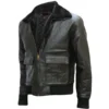 Black Brad Pitt Leather Jacket For Men