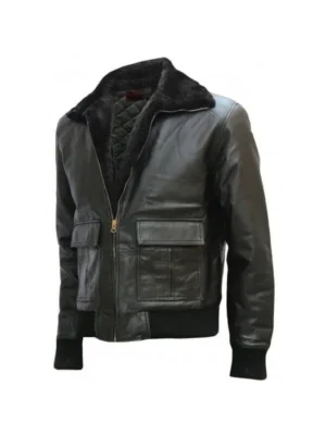 Black Brad Pitt Leather Jacket For Men