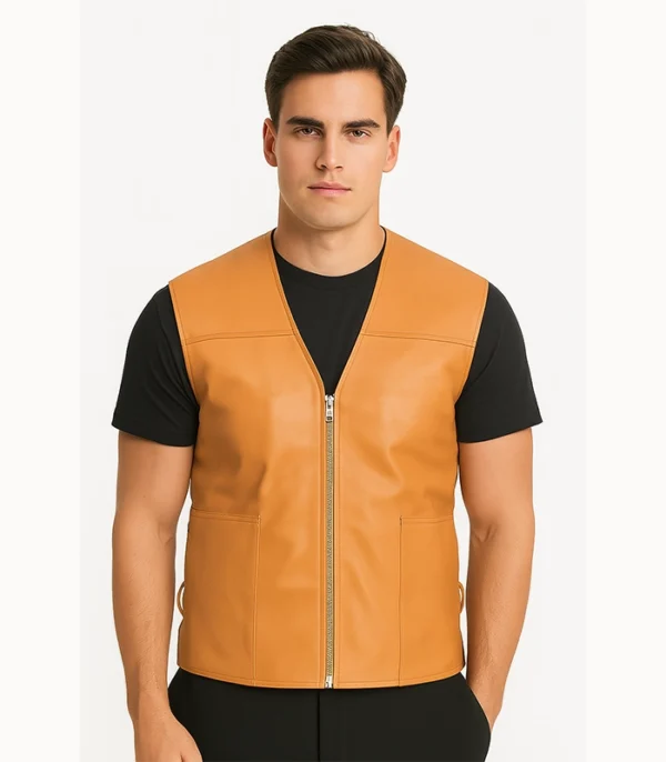 Brandon Tan Brown Leather Vest