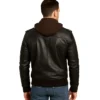 Bravado Brown Leather Hooded Bomber Jacket