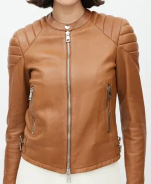 Maggie Q Ballard S01 Brown Leather Jacket