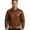 Brown Leather Varsity Jacket Walton