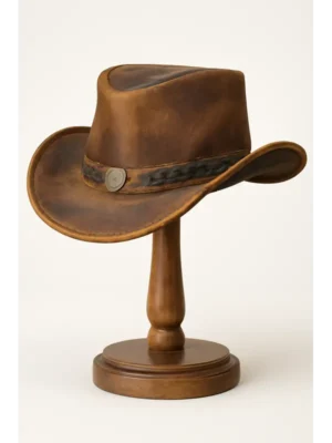 Brown Leather Cowboy Hat