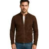 Fernando Quilted Suede Biker Jacket | Brown suede biker jacket mens