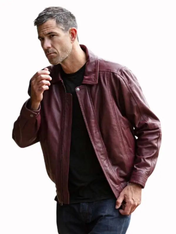 Men’s Burgundy Leather Brando Bomber Jacket Men’s Burgundy Leather Brando Bomber Jacket