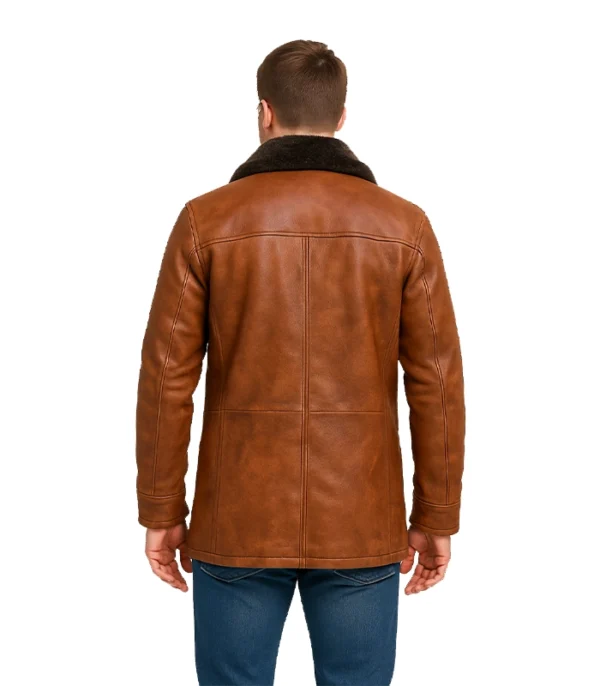 Cinnamon Distressed Leather Fur Coat