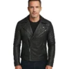 Danny Quilted Black Leather Biker Jacket