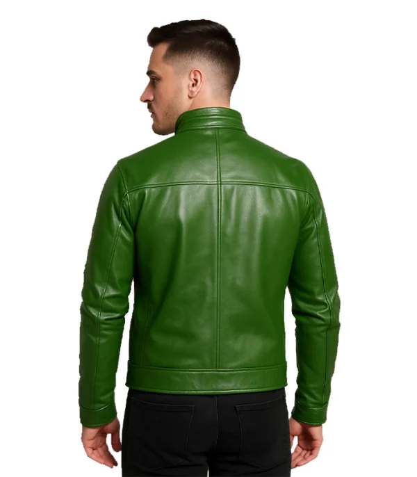 Darren Distressed Green Leather Biker Jacket