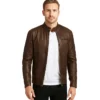 Dean Brown Leather Biker Jacket