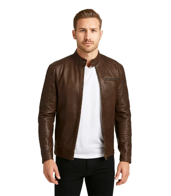 Dean Brown Leather Biker Jacket