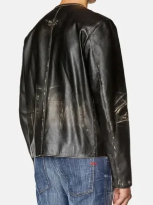 Mens Diesel Distressed Leather Jacket