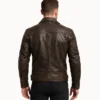 Distressed Brown Leather Biker Jacket – Armand
