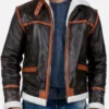 Distressed Brown Shearling Leather Jacket