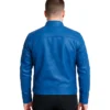 Dodge Cafe Racer Blue Leather Jacket Men