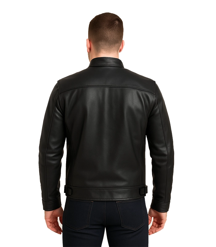 Dodge Men’s Black Leather Cafe Racer Jacket – Low Stock Dodge Men’s Black Leather Cafe Racer Jacket – Low Stock