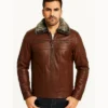 Evan Hart Brown Leather Jacket with Fur