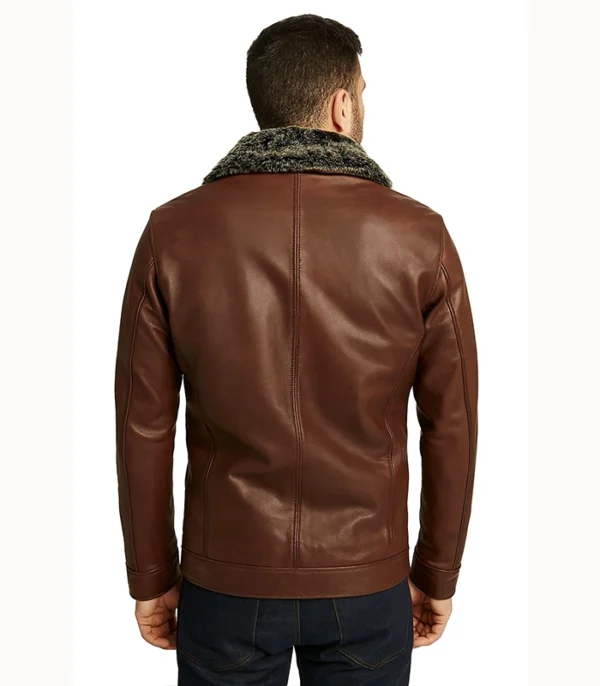 Evan Hart Brown Leather Jacket with Fur