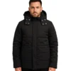 Exton Black Down Puffer Jacket with Hood