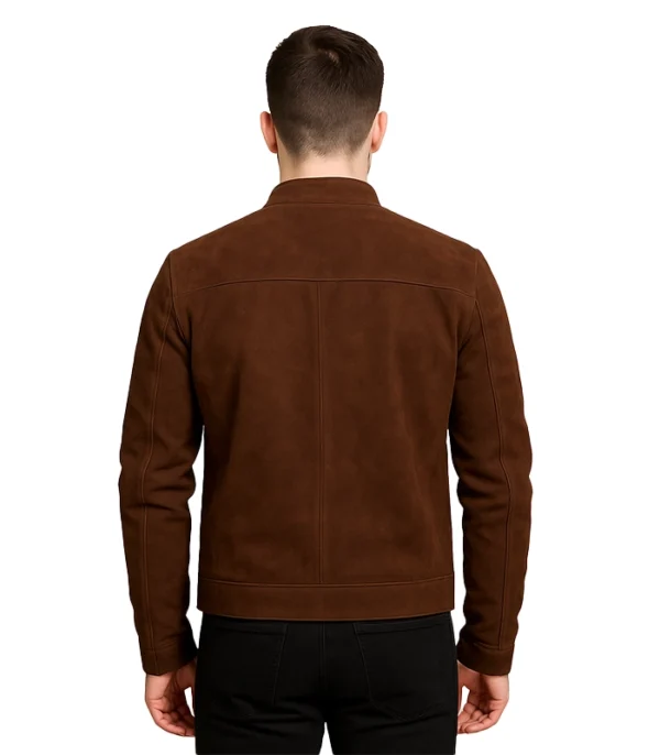 Faisor Mocha Suede Biker Jacket Brown