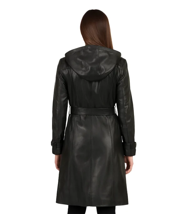 Fixon Hooded Black Trench Coat