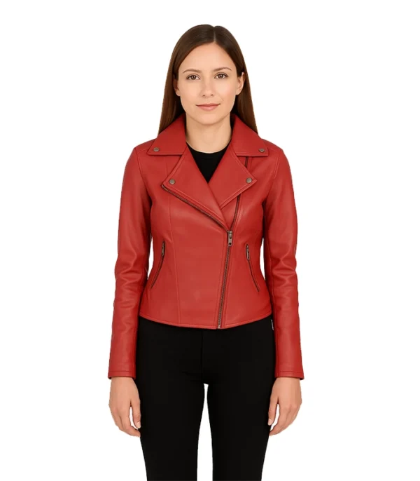 Flashback Red Leather Biker Jacket