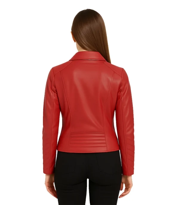 Flashback Red Leather Biker Jacket