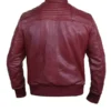 Mens Burgundy Leather Bomber Jacket