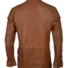 Four Pockets Men Brown Leather Jacket