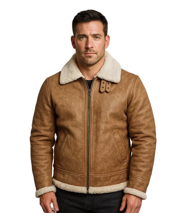 Francis B-3 Brown Distressed Leather Bomber Jacket