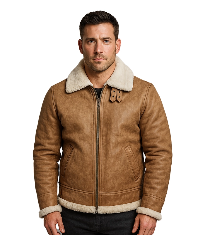 Francis B-3 Brown Distressed Leather Bomber Jacket Francis B-3 Brown Distressed Leather Bomber Jacket