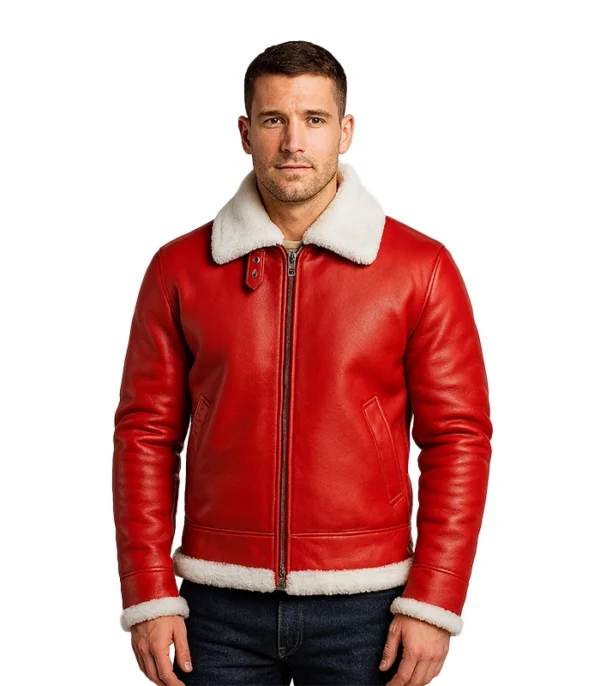 Francis B-3 Red Leather Bomber Jacket