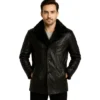Furcliff Black Leather Coat