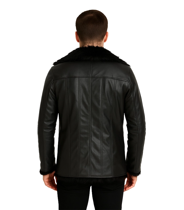 Furcliff Black Leather Coat Furcliff Black Leather Coat