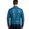 Gatsby Blue Leather Biker Jacket