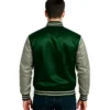 Green and Grey Satin Varsity Jacket