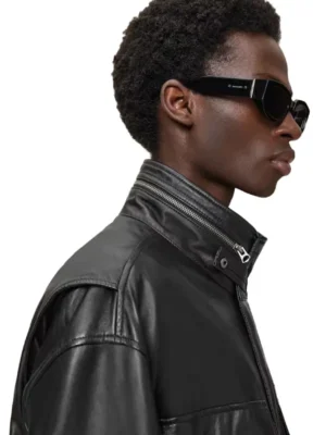 Mens Halton Funnel Collar Leather Jacket