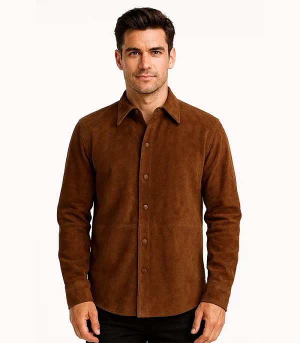 Haven Brown Suede Leather Shirt