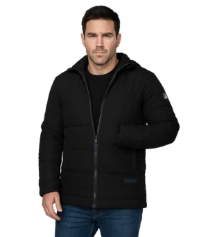 Herman Men’s Black 3/4 Length Down Puffer Jacket – Winter Insulated Coat