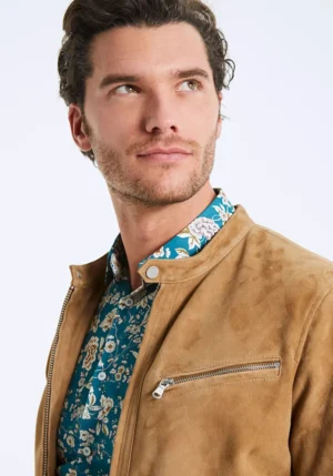 Mens Light Brown Suede Jacket