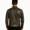 Ionic Distressed Brown Leather Biker Jacket