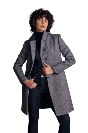 Isabella Tweed Coat – Denim Herringbone