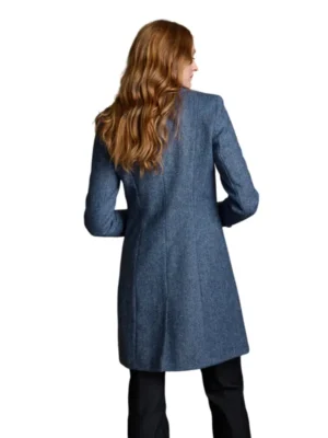 Isabella Tweed Coat – Light Blue Herringbone