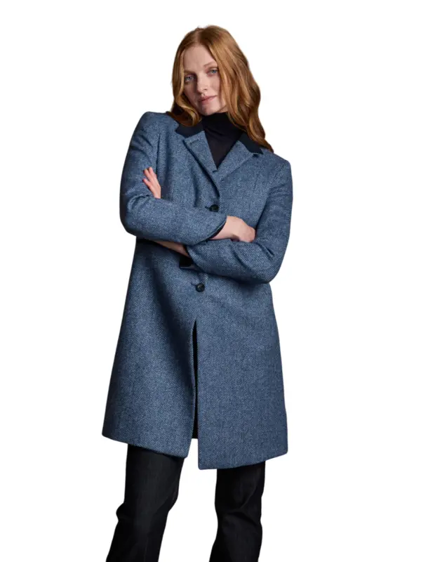 Isabella Tweed Coat – Light Blue Herringbone Isabella Tweed Coat – Light Blue Herringbone