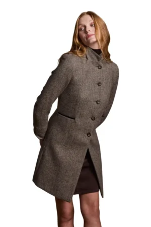Isabella Tweed Coat – Light Tan Herringbone