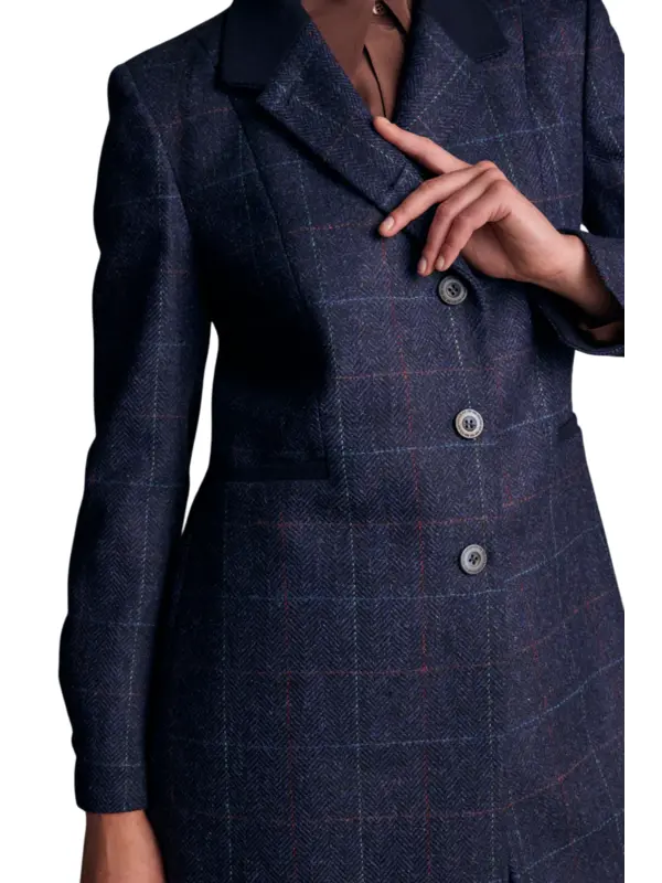 Isabella Tweed Coat – Navy Windowpane Isabella Tweed Coat – Navy Windowpane