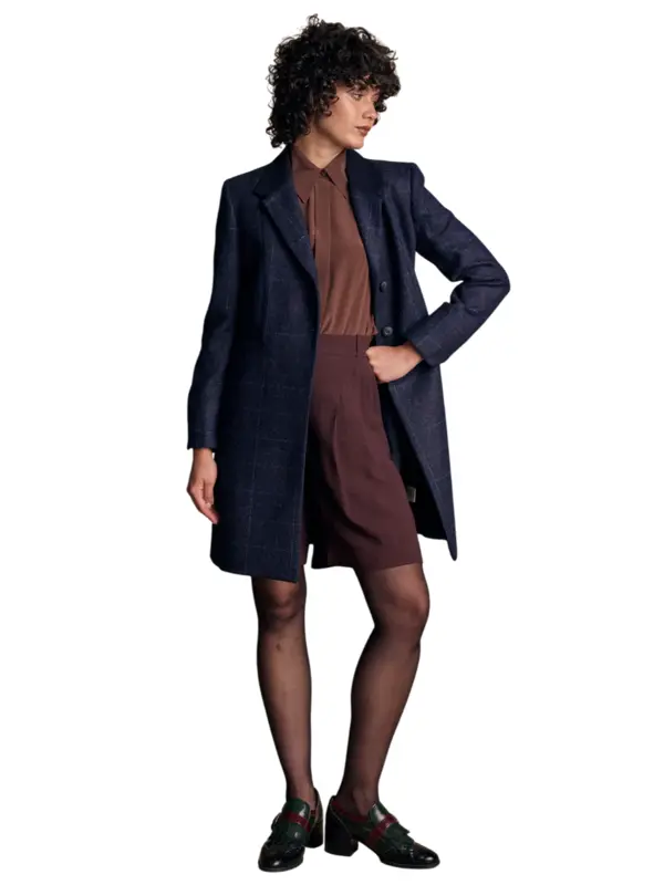 Isabella Tweed Coat – Navy Windowpane Isabella Tweed Coat – Navy Windowpane
