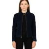 Kelsee Navy Blue Suede Biker Jacket