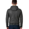 David Green Leather Bomber Jacket With Hood