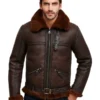 Men Aviator Bomber Leather Jacket