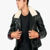 Men Black Jacket With Shearling